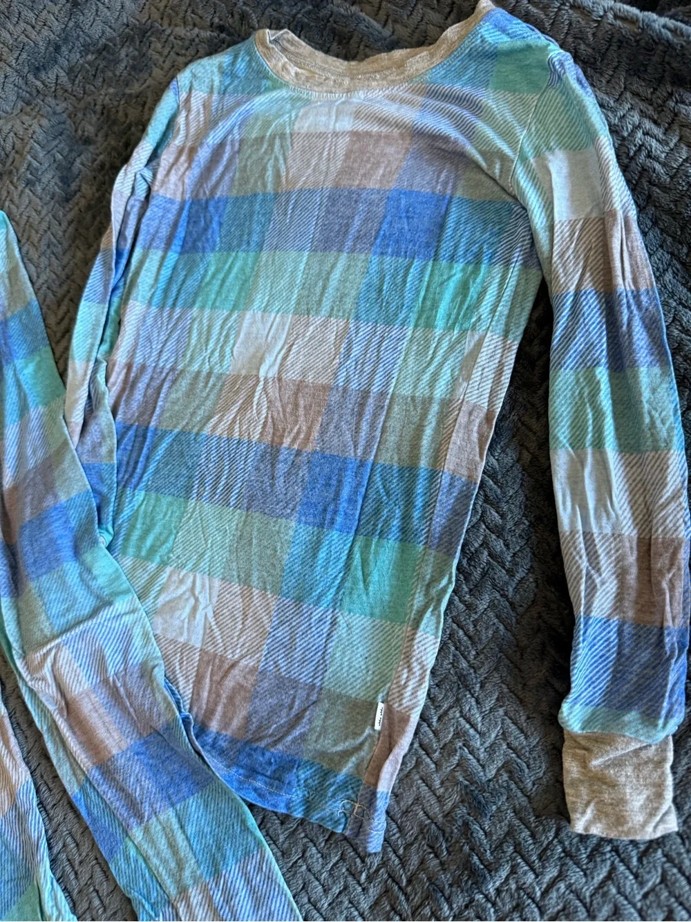 Kids Little Sleepies Plaid Blue & Teal Long Sleeve Pajama Set- 7/8